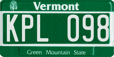 VT license plate KPL098