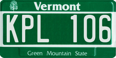 VT license plate KPL106