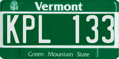 VT license plate KPL133