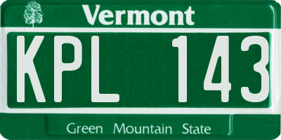 VT license plate KPL143