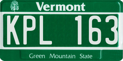 VT license plate KPL163