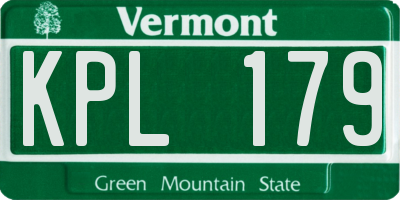 VT license plate KPL179