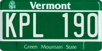 VT license plate KPL190