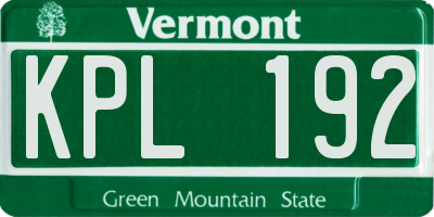 VT license plate KPL192