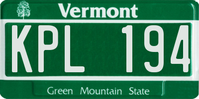 VT license plate KPL194