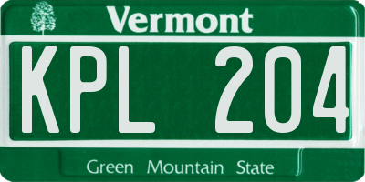 VT license plate KPL204