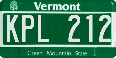 VT license plate KPL212