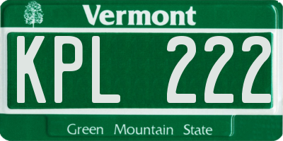 VT license plate KPL222