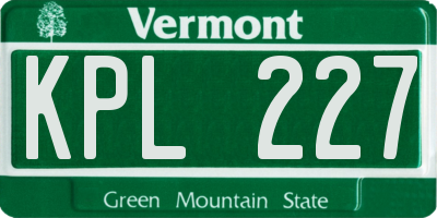 VT license plate KPL227