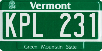 VT license plate KPL231