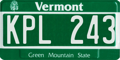 VT license plate KPL243
