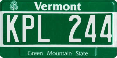 VT license plate KPL244