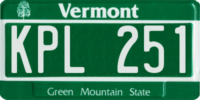 VT license plate KPL251