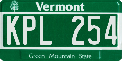 VT license plate KPL254