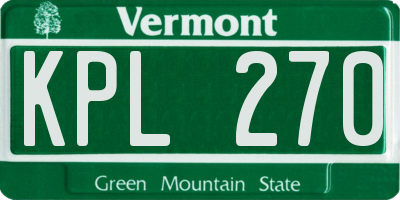 VT license plate KPL270