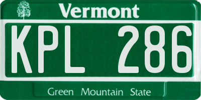 VT license plate KPL286