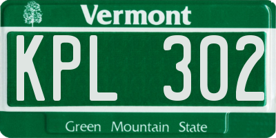 VT license plate KPL302