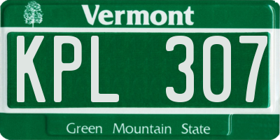VT license plate KPL307