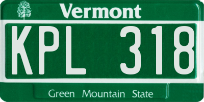 VT license plate KPL318
