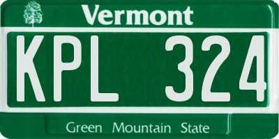 VT license plate KPL324