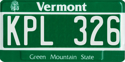 VT license plate KPL326