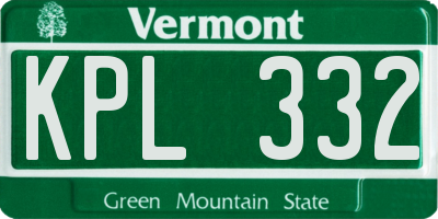 VT license plate KPL332