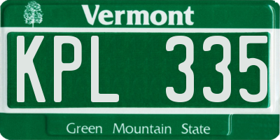 VT license plate KPL335