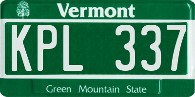 VT license plate KPL337