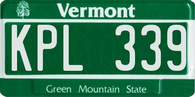 VT license plate KPL339
