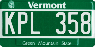 VT license plate KPL358