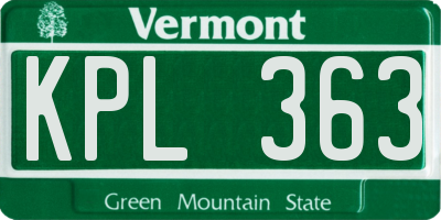 VT license plate KPL363
