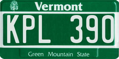 VT license plate KPL390