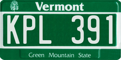 VT license plate KPL391