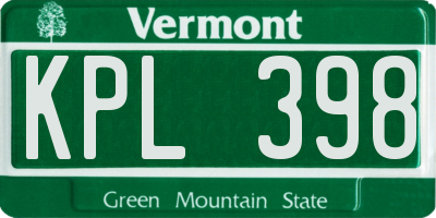 VT license plate KPL398