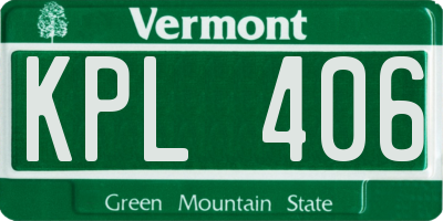 VT license plate KPL406