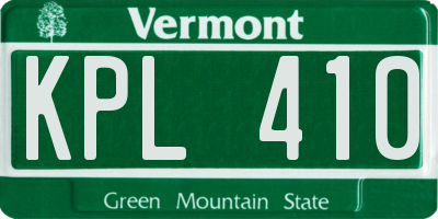 VT license plate KPL410