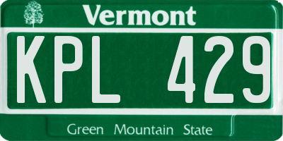 VT license plate KPL429