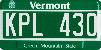VT license plate KPL430