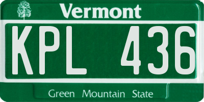 VT license plate KPL436