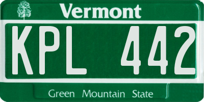 VT license plate KPL442