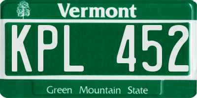 VT license plate KPL452