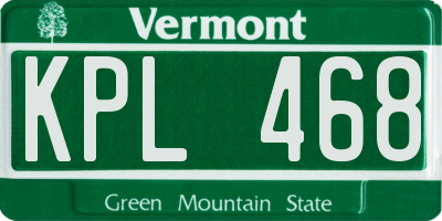 VT license plate KPL468