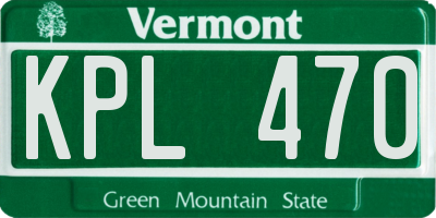 VT license plate KPL470