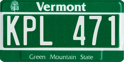 VT license plate KPL471