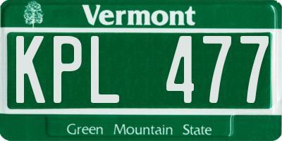 VT license plate KPL477