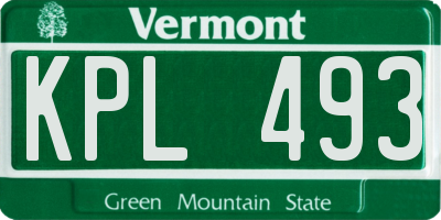VT license plate KPL493