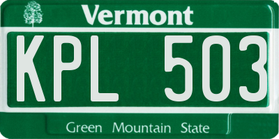 VT license plate KPL503