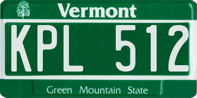 VT license plate KPL512
