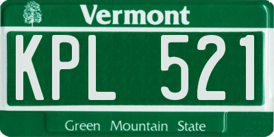 VT license plate KPL521