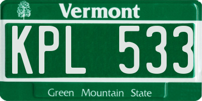 VT license plate KPL533